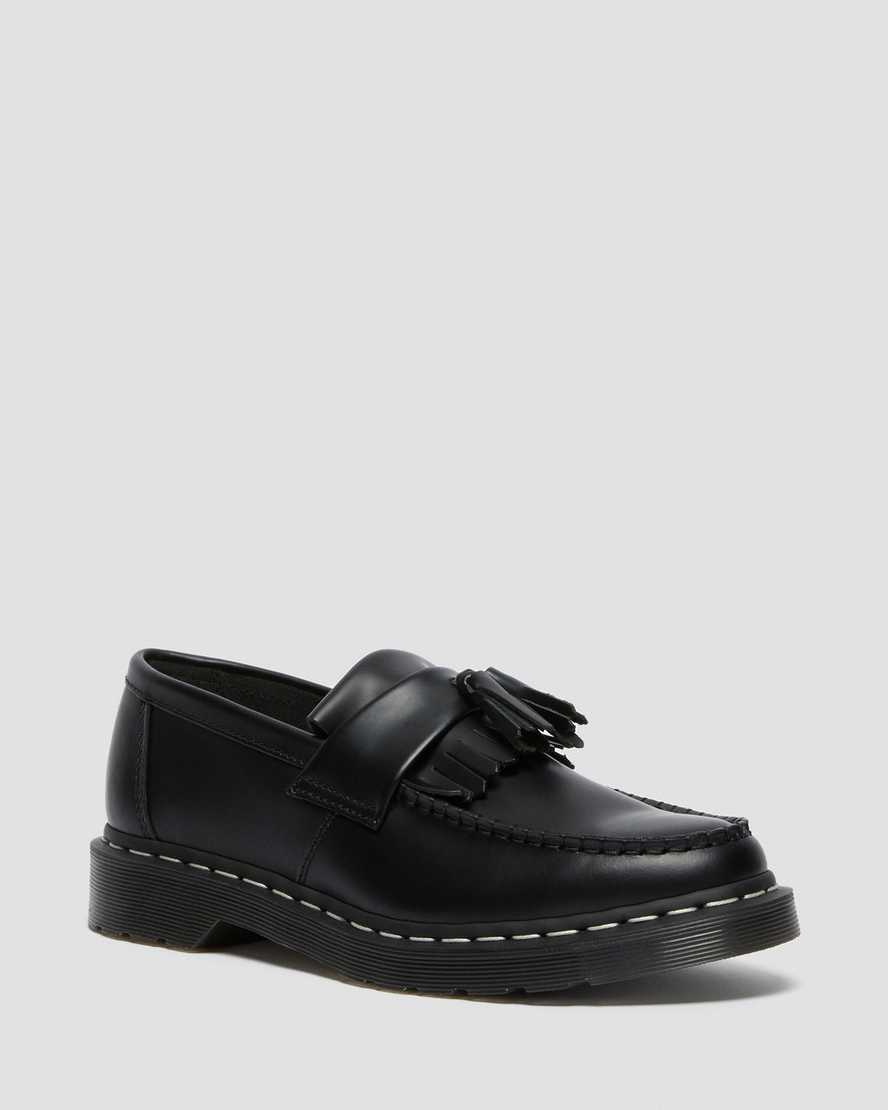 ADRIAN White Stitch Smooth Leather Loafers