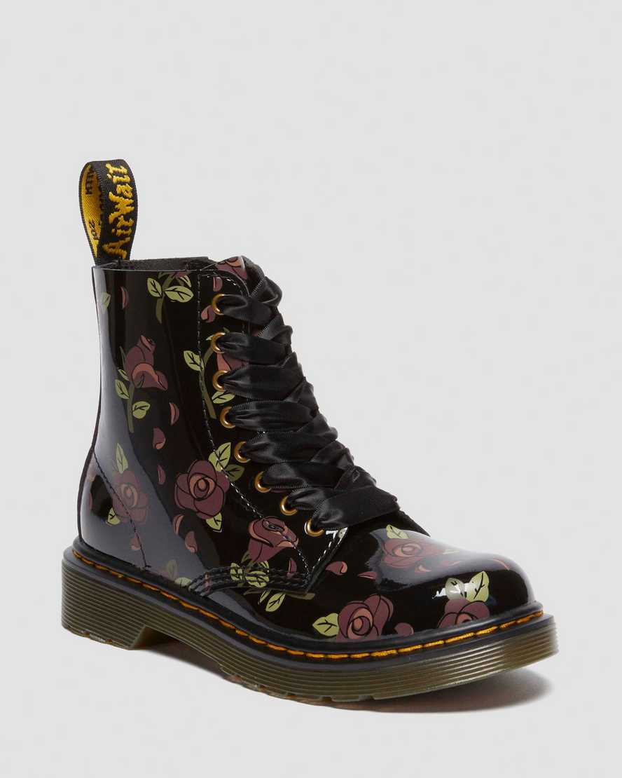 JUNIOR 1460 DECAYED ROSE LEATHER LACE UP BOOTS