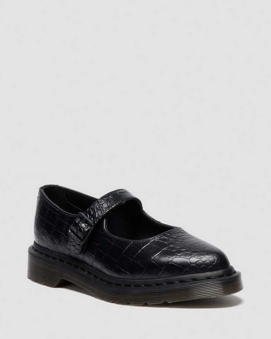 ELPHIE MJ Croc Emboss Leather Shoes